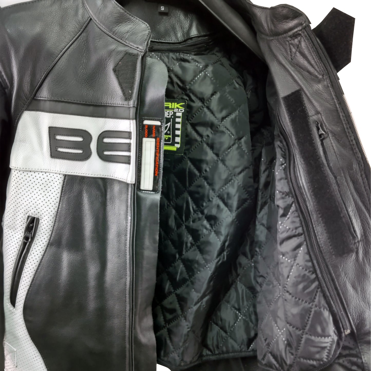 LJ-231101-BK BLACK/WHITE BERIK LEATHER JACKET レザージャケット