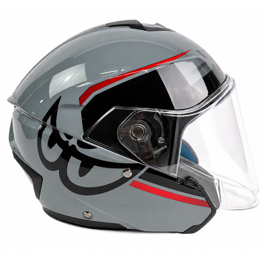 予約販売 HEL-279112-BK GREY/RED ベリック ジェットヘルメット