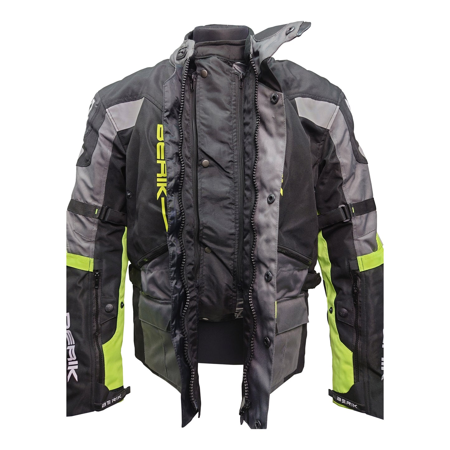 NJ-203328-BK BLACK/GREY/YELLOW BERIK ADVENTURE NYLONJACKET ALL SEASON
