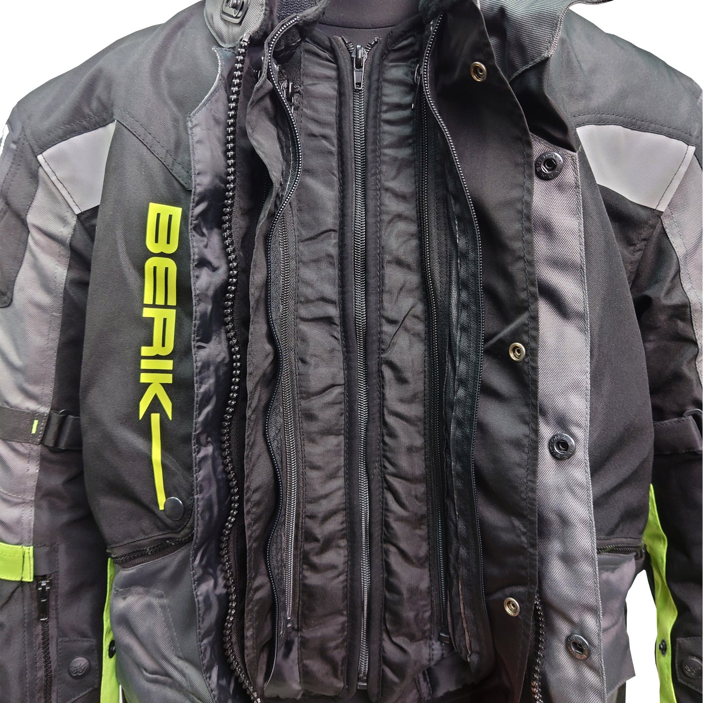 NJ-203328-BK BLACK/GREY/YELLOW BERIK ADVENTURE NYLONJACKET ALL SEASON