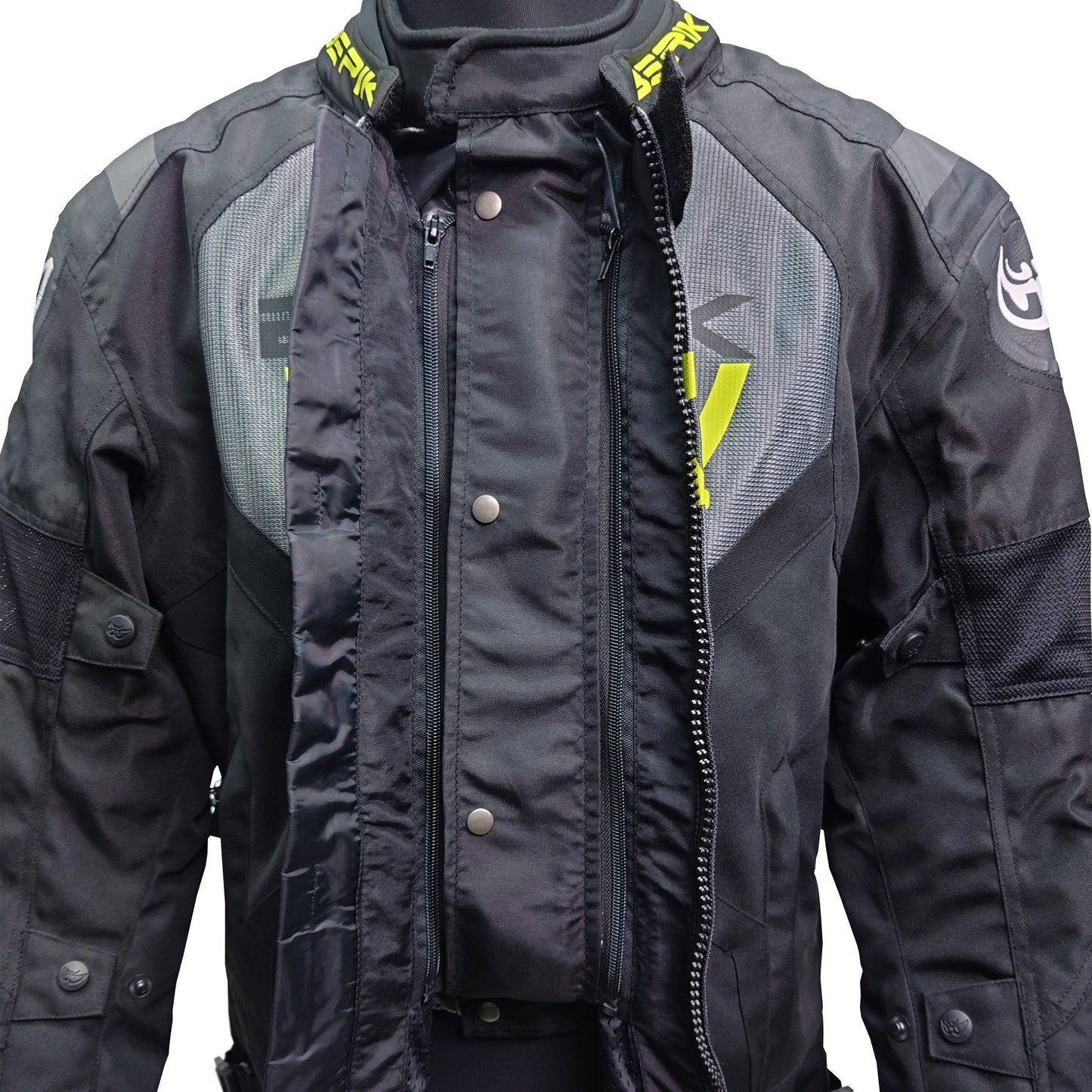 NJ-233317GR-BK BLACK/GREY/YELLOW BERIK MESH JACKET