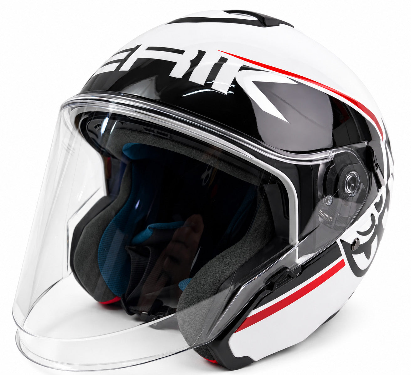 予約販売 HEL-279112-BK WHITE/RED ベリック ジェットヘルメット