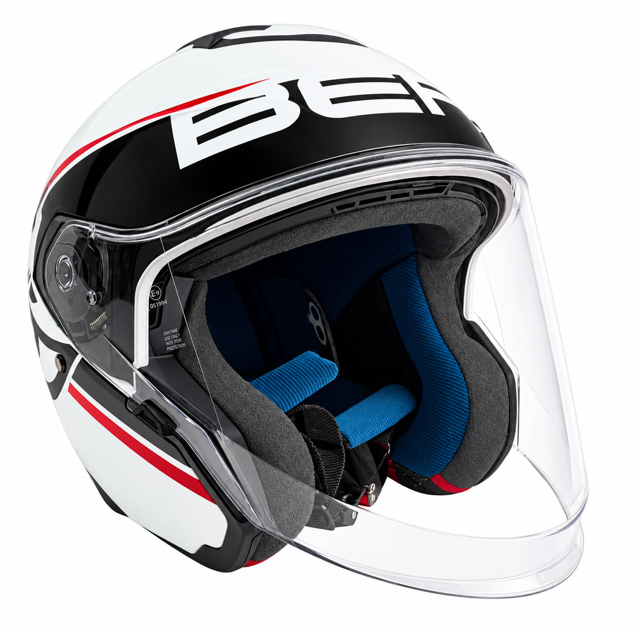 予約販売 HEL-279112-BK WHITE/RED ベリック ジェットヘルメット