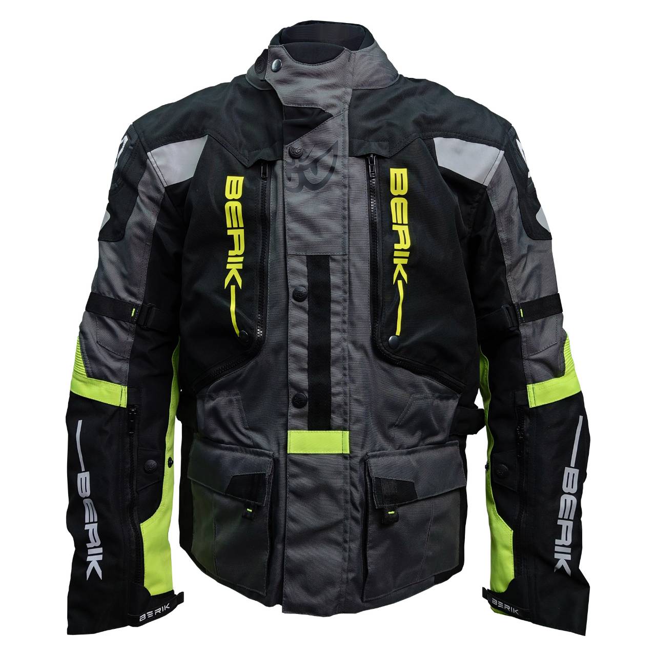 NJ-203328-BK BLACK/GREY/YELLOW BERIK ADVENTURE NYLONJACKET ALL SEASON